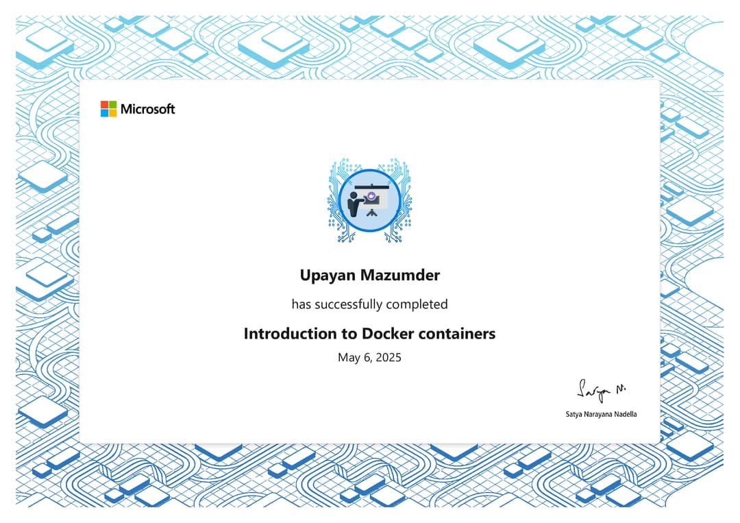 Introduction to Docker Containers certificate