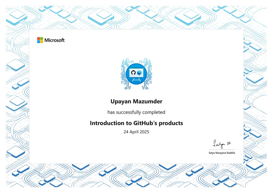 Introduction to Github's Products certificate