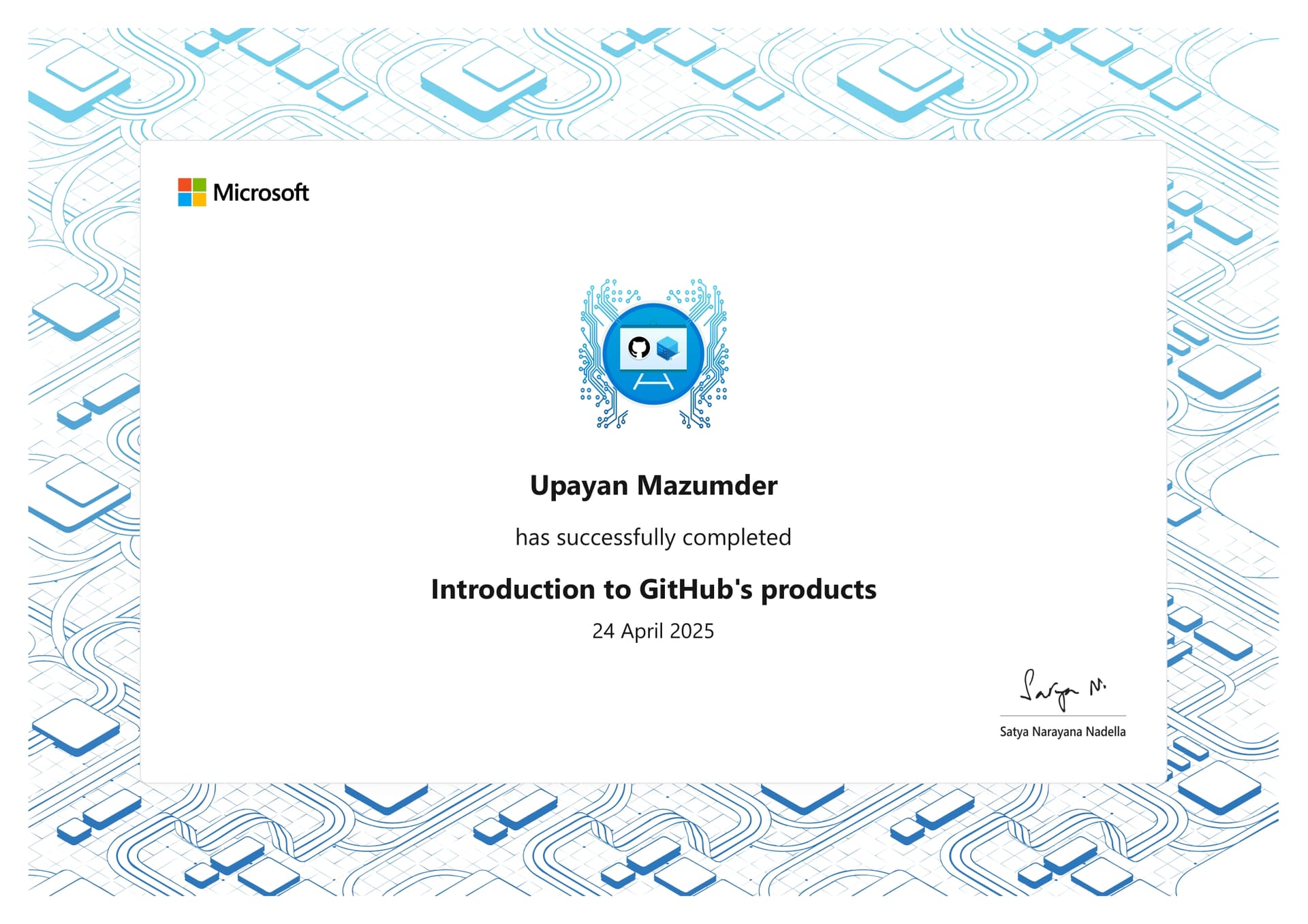 Introduction to Github's Products certificate
