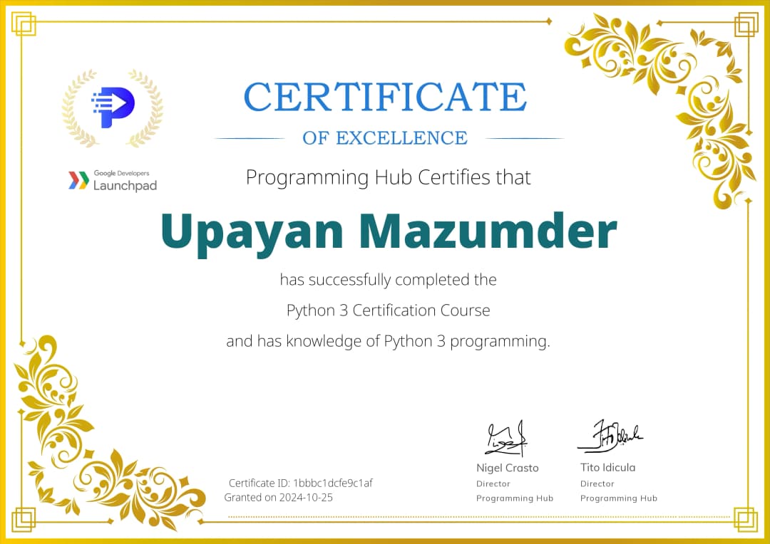 Python 3 certificate